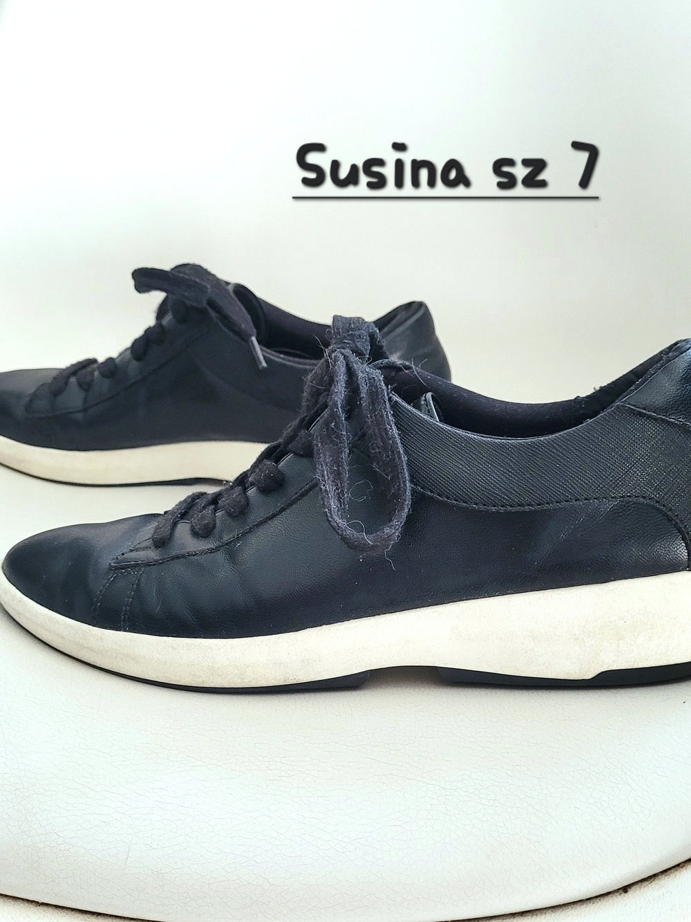 Susina Black Lace-Up Sneakers with White Sole